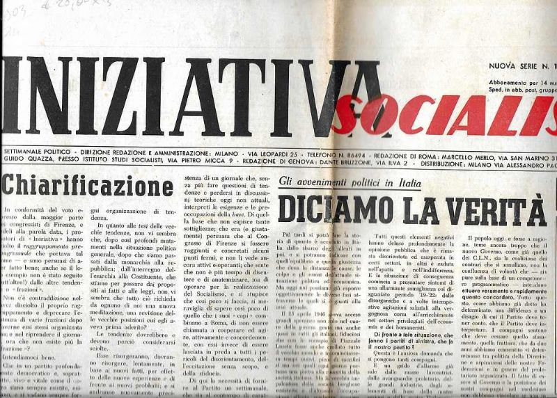 Settimanale Politico, Direttore Corrado Bonfantini. Insieme di tre numeri. Nuova …