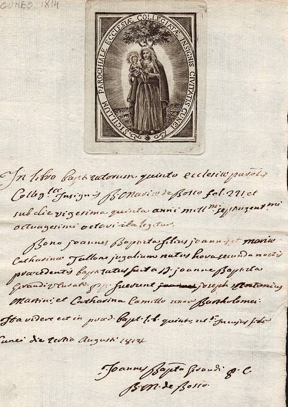 Sigillum Parochiale Ecclesiae Collegiatae Insignis Civitatis Cunei.