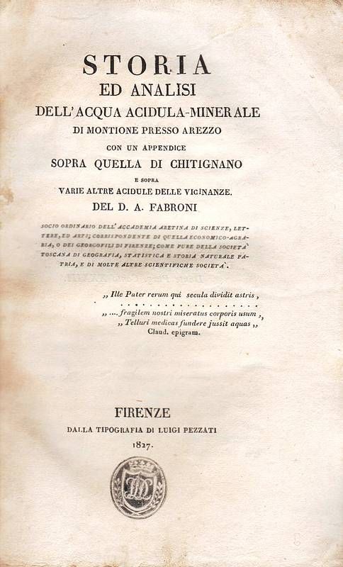 Storia ed analisi dell'acqua acidula - Minerale di Montione presso …