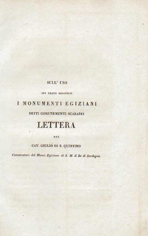 Sull'uso dei monumenti egizi detti comunemente scarabei. Lettera del Cav. …