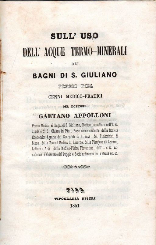 Sull'uso dell'Acque Termo-Minerali dei Bagni di S. Giuliano presso Pisa.