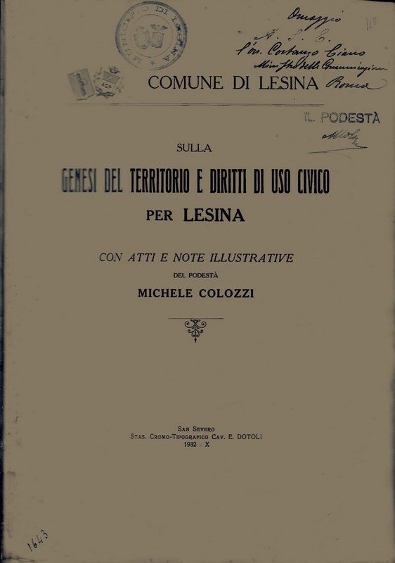 Sulla genesi del territorio e diritti di uso civico per …