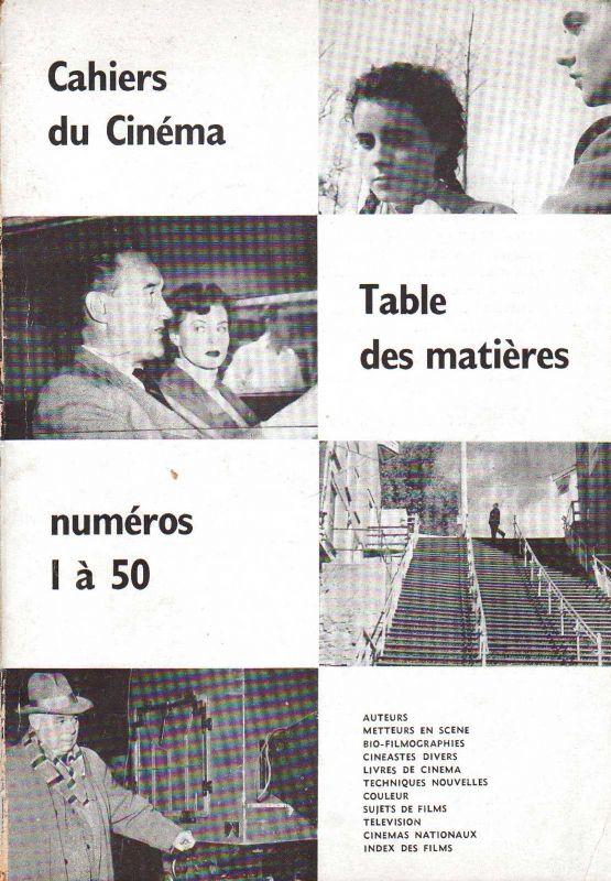 Table des matières des Cahiers du Cinéma n° 1 à …