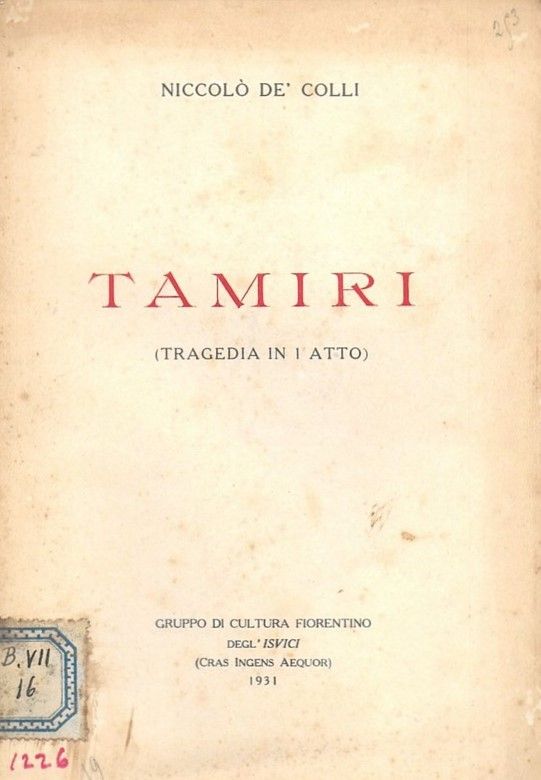 Tamiri (Tragedia in 1 atto) - GRuppo di cultura fiorentino …