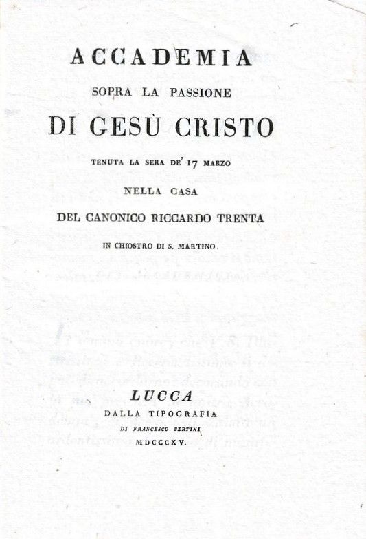 Tenuta la sera dé 17 Marzo nella Casa del Canonico …