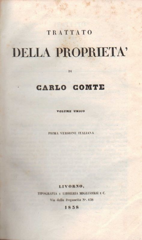 Trattato della Proprietà. Prima versione italiana.