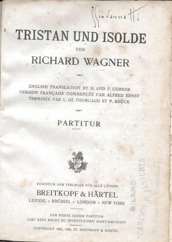 Tristan und Isolde - Partitur.