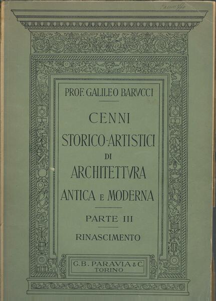 CENNI STORICO - ARTISTICI DI ARCHITETTURA ANTICA E MODERNA