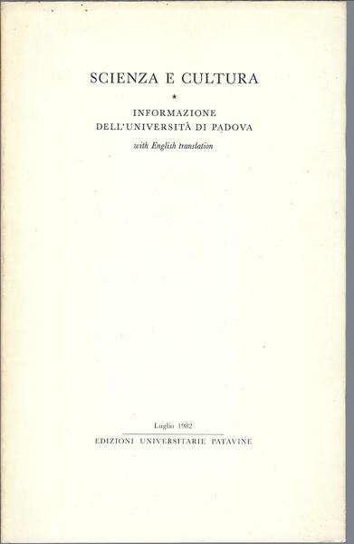 SCIENZA E CULTURA - LUGLIO 1982