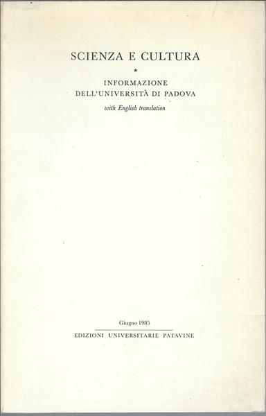 SCIENZA E CULTURA . GIUGNO 1985