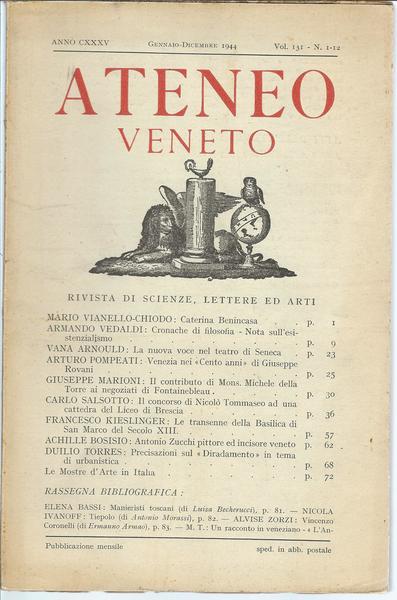 ATENEO VENETO - GENNAIO - DICEMBRE 1944 - VOL. 131 …