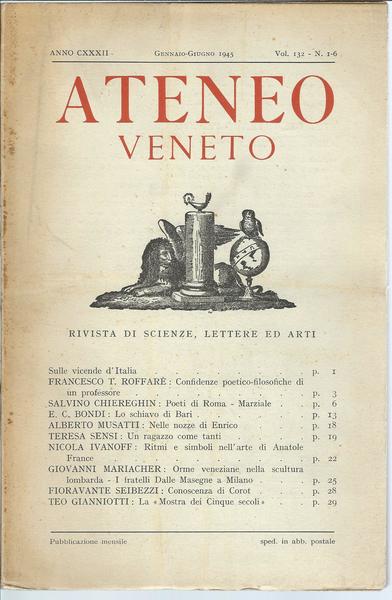 ATENEO VENETO - GENNAIO - GIUGNO 1945 - VOL. 132 …