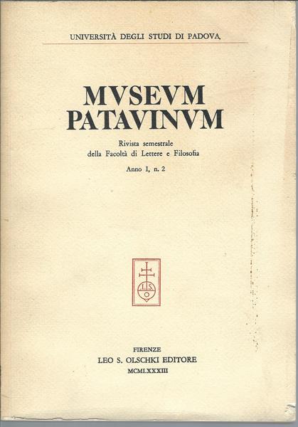 MUSEUM PATAVINUM - RIVISTA SEMESTRALE DELLA FACOLTA' DI LETTERE E …