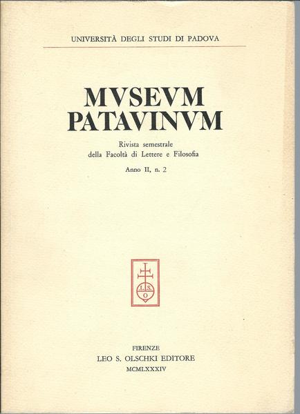 MUSEUM PATAVINUM - RIVISTA SEMESTRALE DELLA FACOLTA' DI LETTERE E …