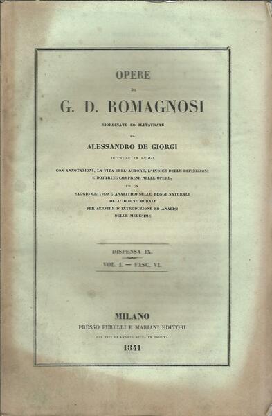 OPERE DI G. D.ROMAGNOSI