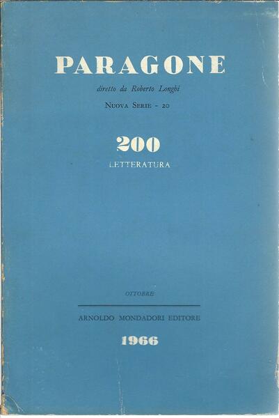 PARAGONE - RIVISTA MENSILE DI ARTE FIGURATIVA E LETTERARIA