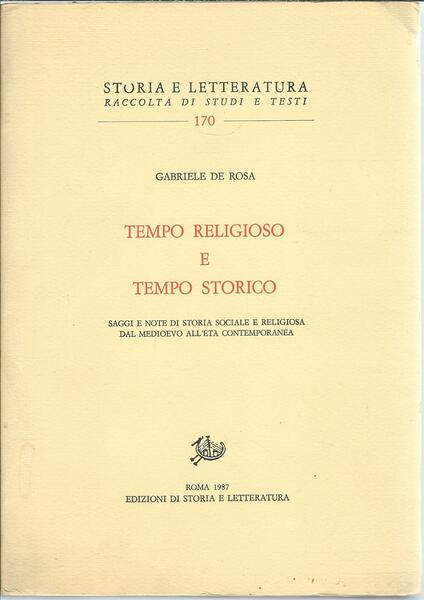 TEMPO RELIGIOSO E TEMPO STORICO - SAGGI E NOTE DI …