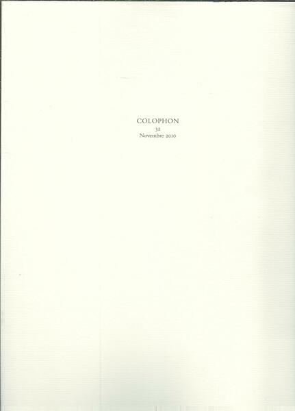 COLOPHON - 32 - NOVEMBRE 2010