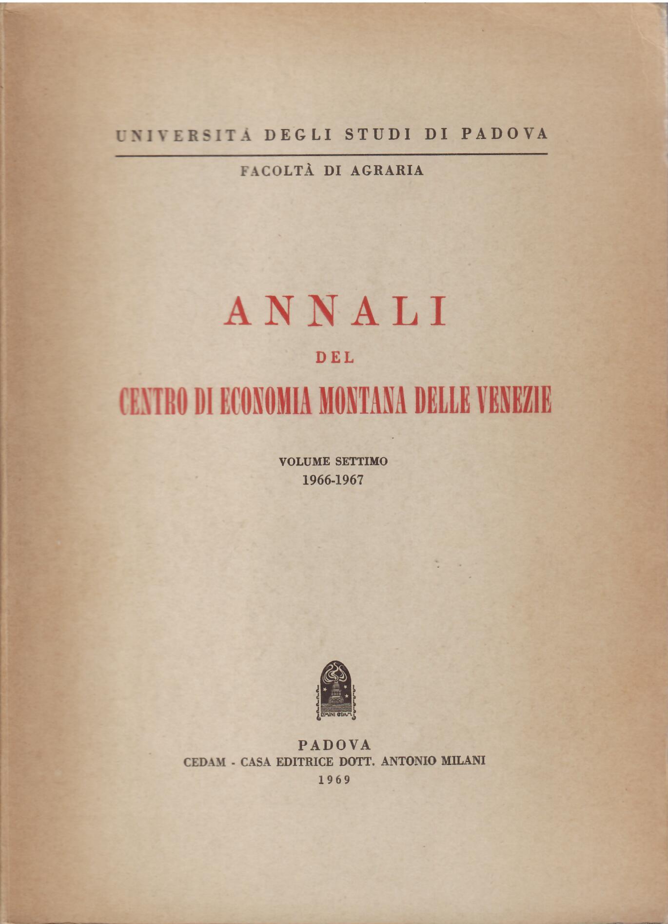 ANNALI DEL CENTRO DI ECONOMIA MONTANA DELLE VENEZIA . VOL. …
