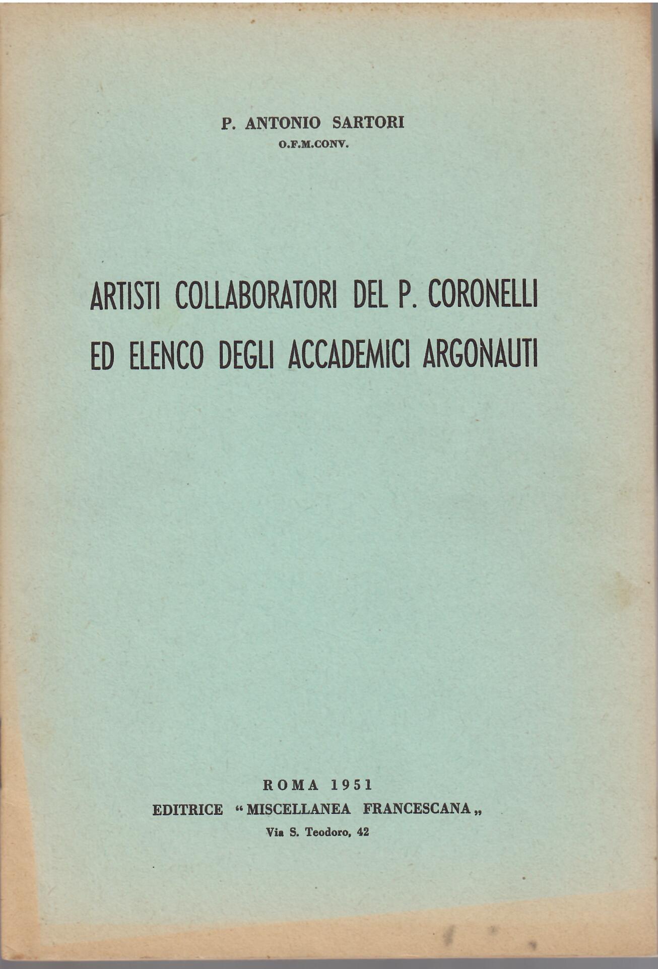 ARTISTI COLLABORATORI DEL P. CORONELLI ED ELENCO DEGLI ACCADEMICI ARGONAUTI