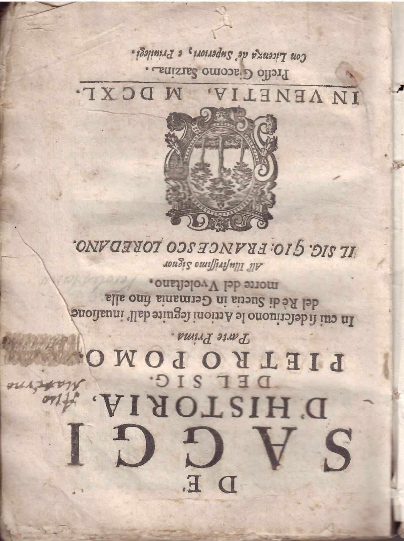 DE SAGGI D'HISTORIA DEL SIG. PIETRO POMO