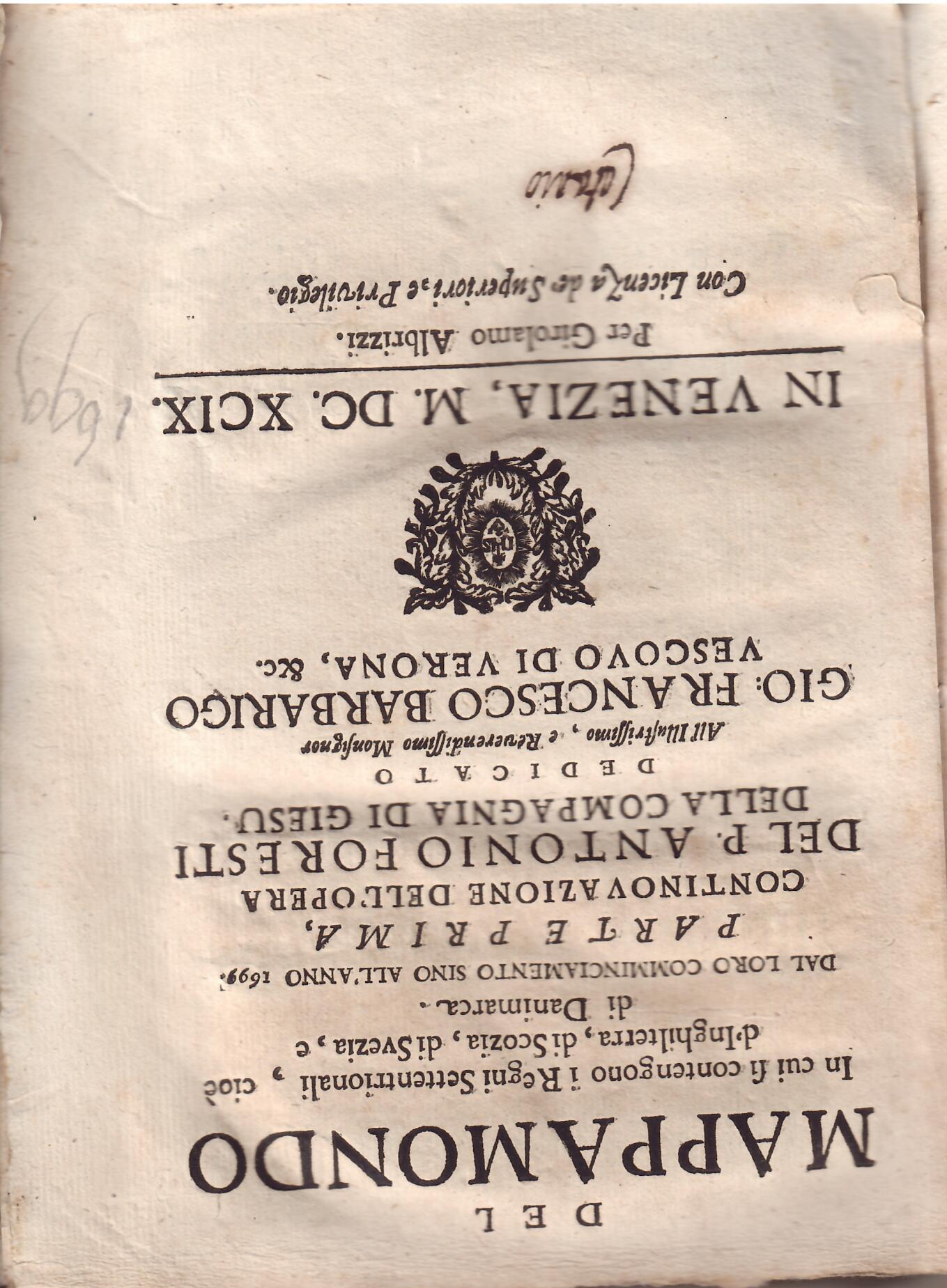 DEL MAPPAMONDO IN CUI SI CONTENGONO I REGNI SETTENTRIONALI, CIOE' …