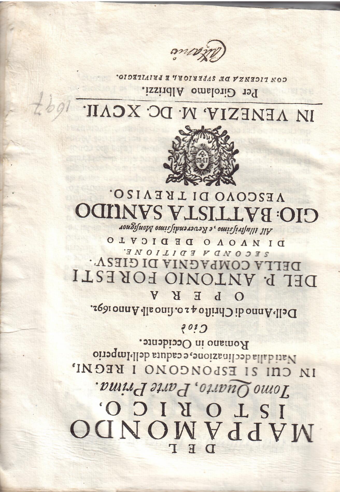 DEL MAPPAMONDO ISTORICO - TOMO QUARTO - . PARTE PRIMA …