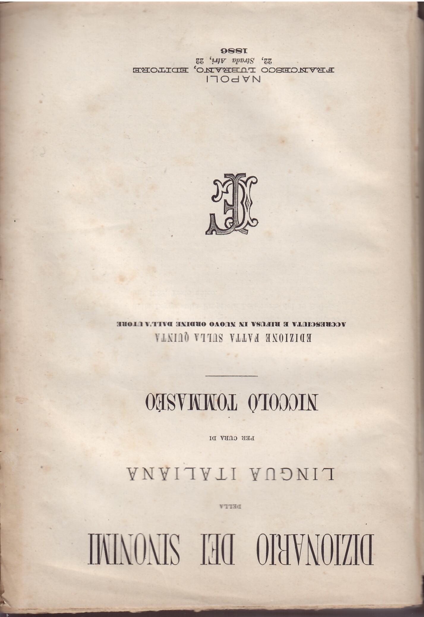 DIZIONARIO DEI SINONIMI DELLA LINGUA ITALIANA PER CURA DI NICCOLO' …