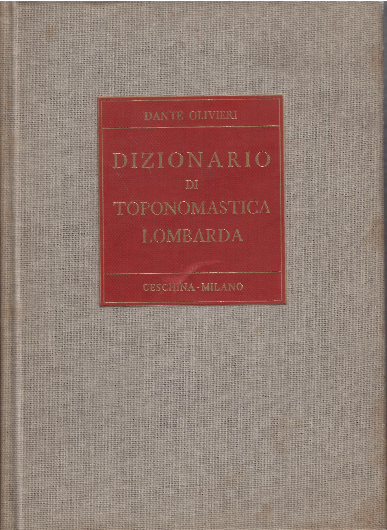 DIZIONARIO DI TOPONOMASTICA LOMBARDA