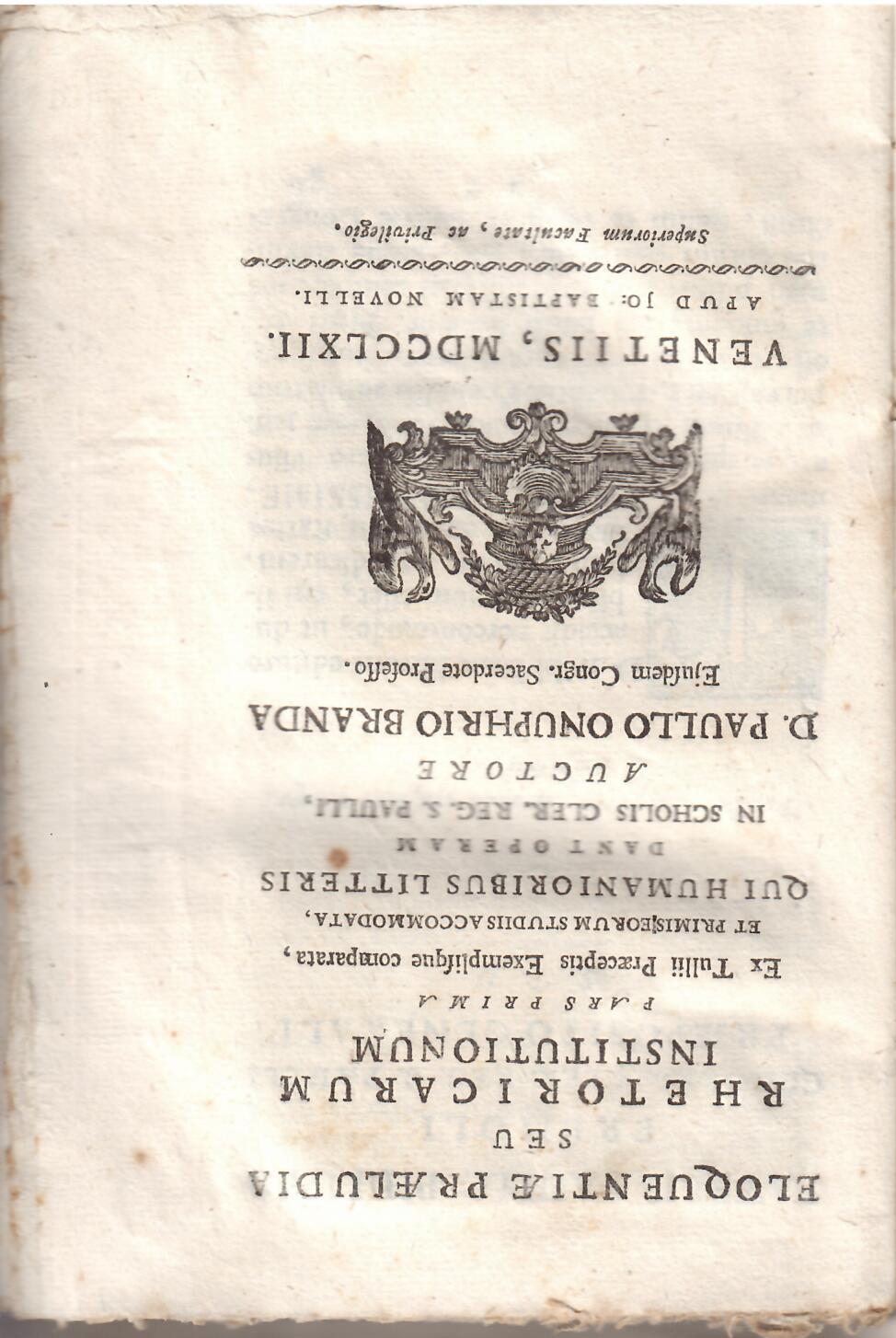 ELOQUENTIAE PRAELUDIA SEU RHETORICARUM INSTITUTIONUM