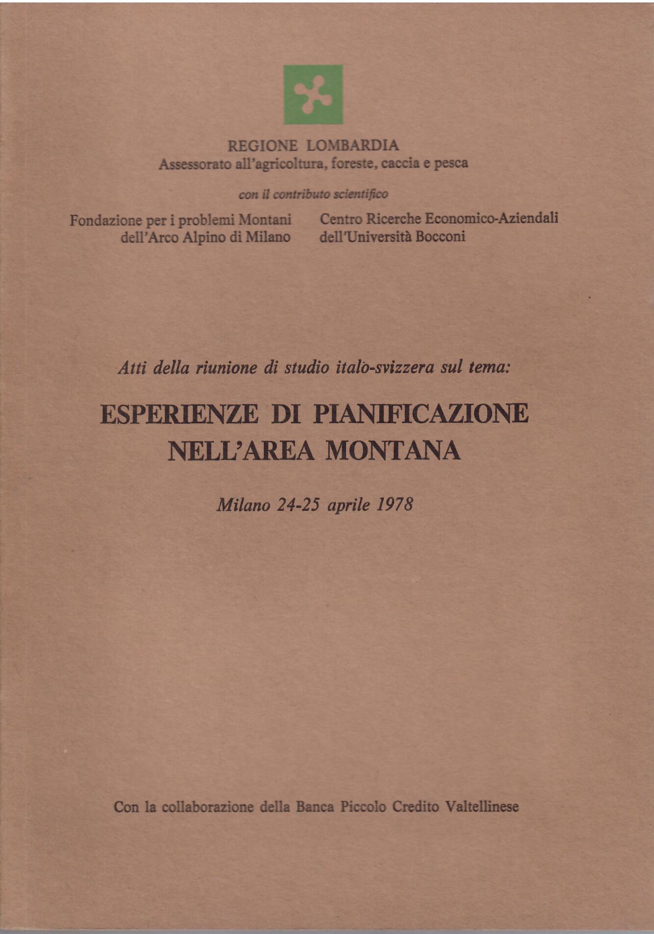 ESPERIENZE DI PIANIFICAZIONE NELL'AREA MONTANA