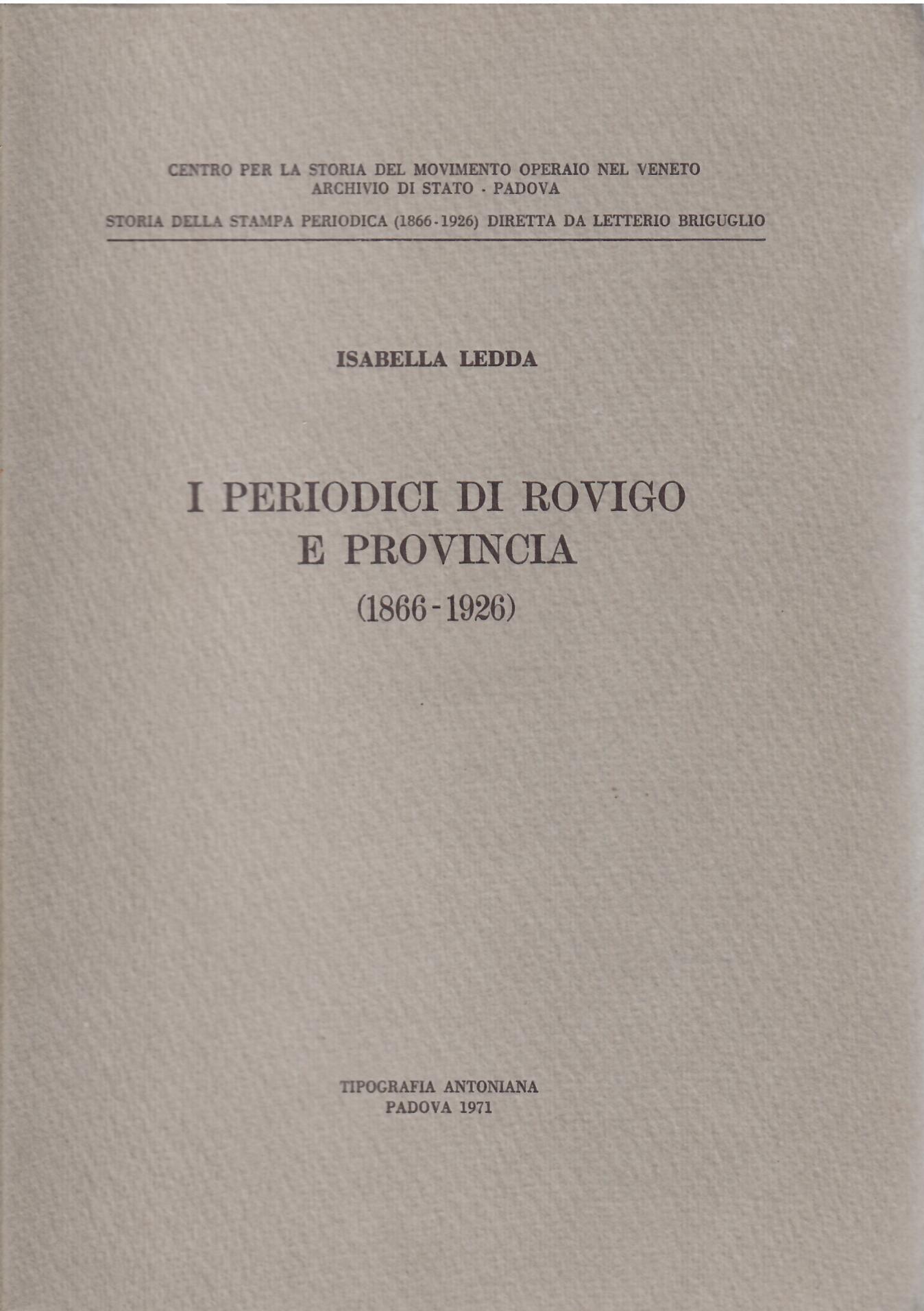 I PERIODICI DI ROVIGO E PROVINCIA ( 1866 - 1926 …