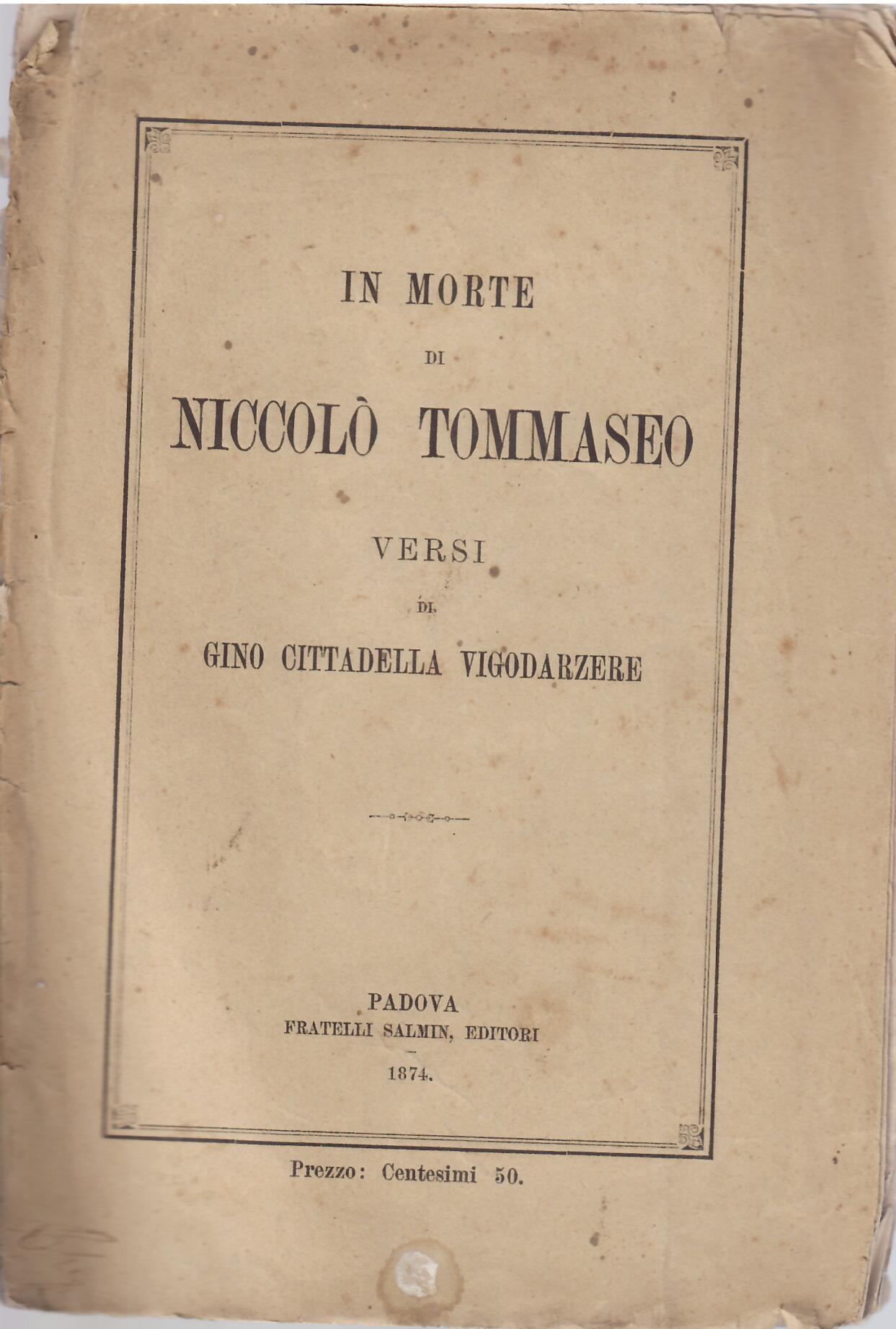 IN MORTE DI NICOLO TOMMASEO