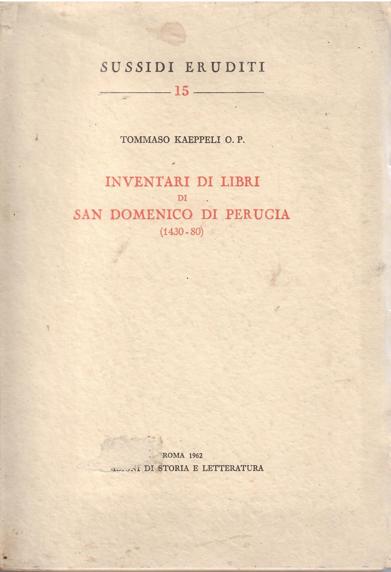 INVENTARI DI LIBRI DI SAN DOMENICO DI PERUGIA
