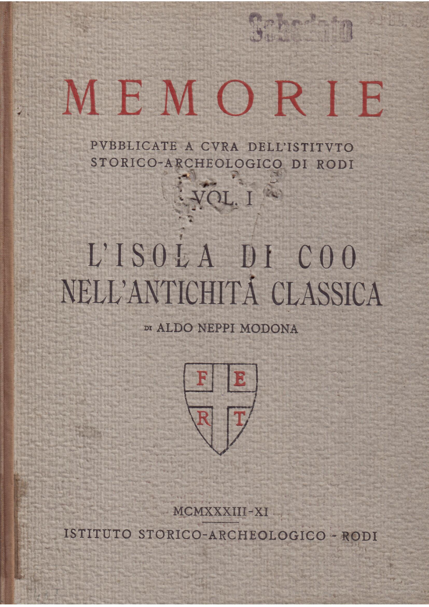 L'ISOLA DI COO NELL'ANTICHITA' CLASSICA - DELINEAZIONE STORICA IN BASE …