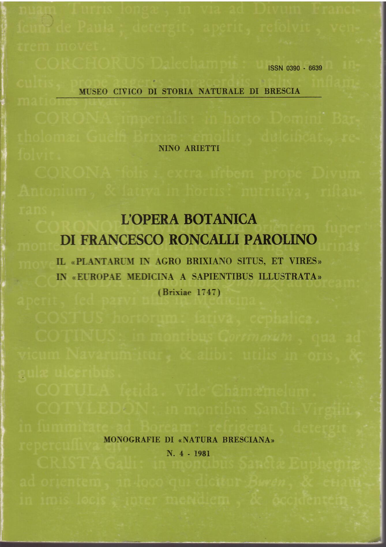 L'OPERA BOTANICA DI FRANCESCO RONCALLI PAROLINO