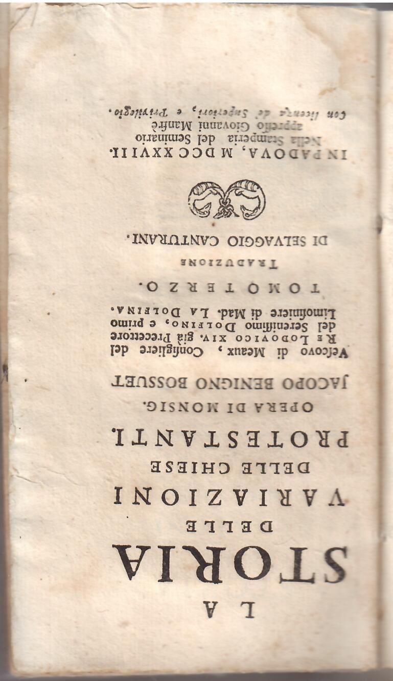 LA STORIA DELLE VARIAZIONI DELLE CHIESE PROTESTANTI - OPERA DI …
