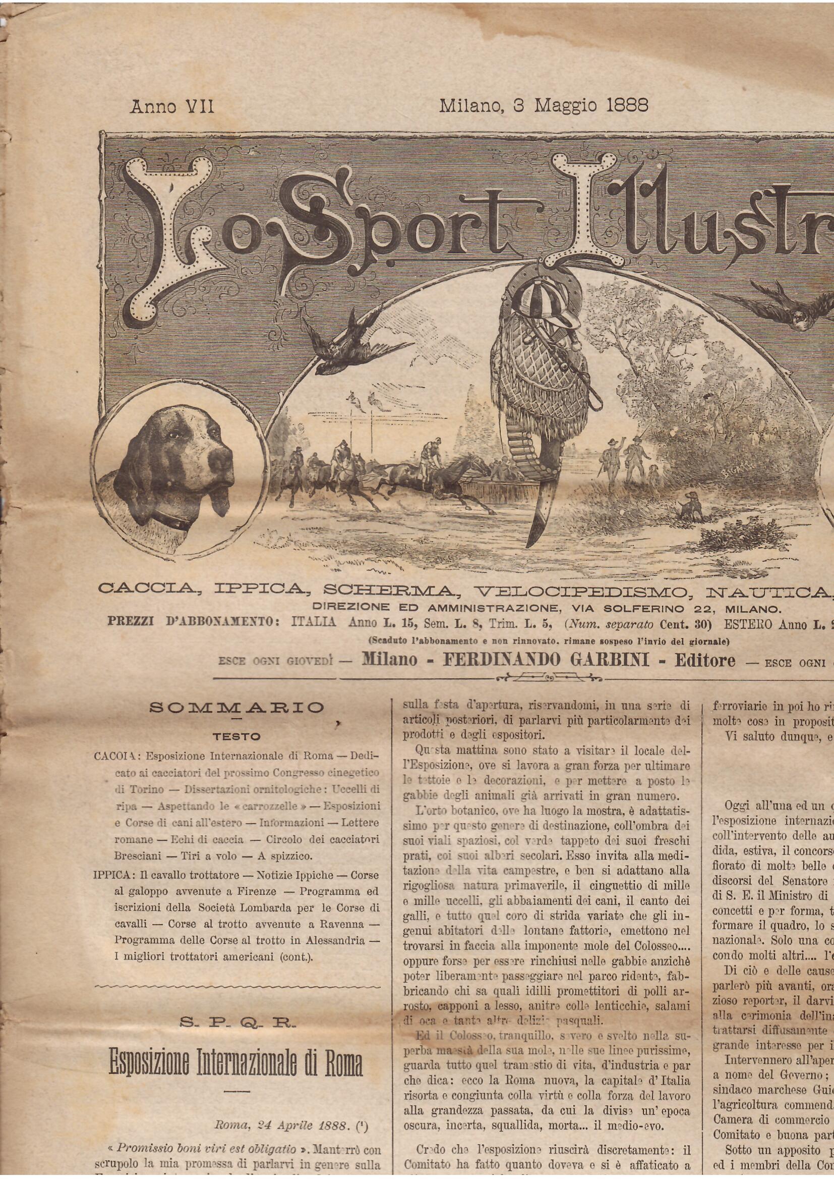 LO SPORT ILLUSTRATO - CACCIA, IPPICA, SCHERMA, VELOCIPEDISMO, NAUTICA, PESCA, …