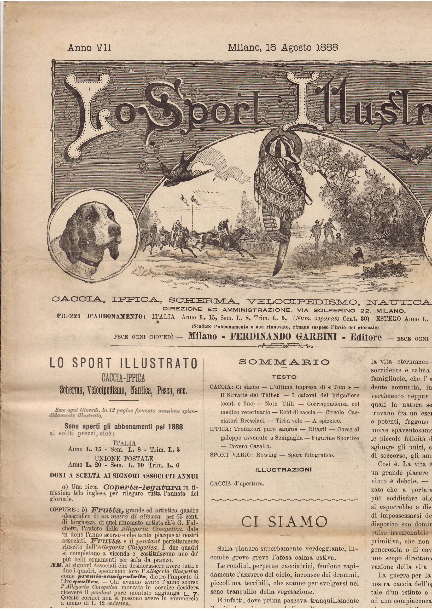 LO SPORT ILLUSTRATO - CACCIA, IPPICA, SCHERMA, VELOCIPEDISMO, NAUTICA, PESCA, …
