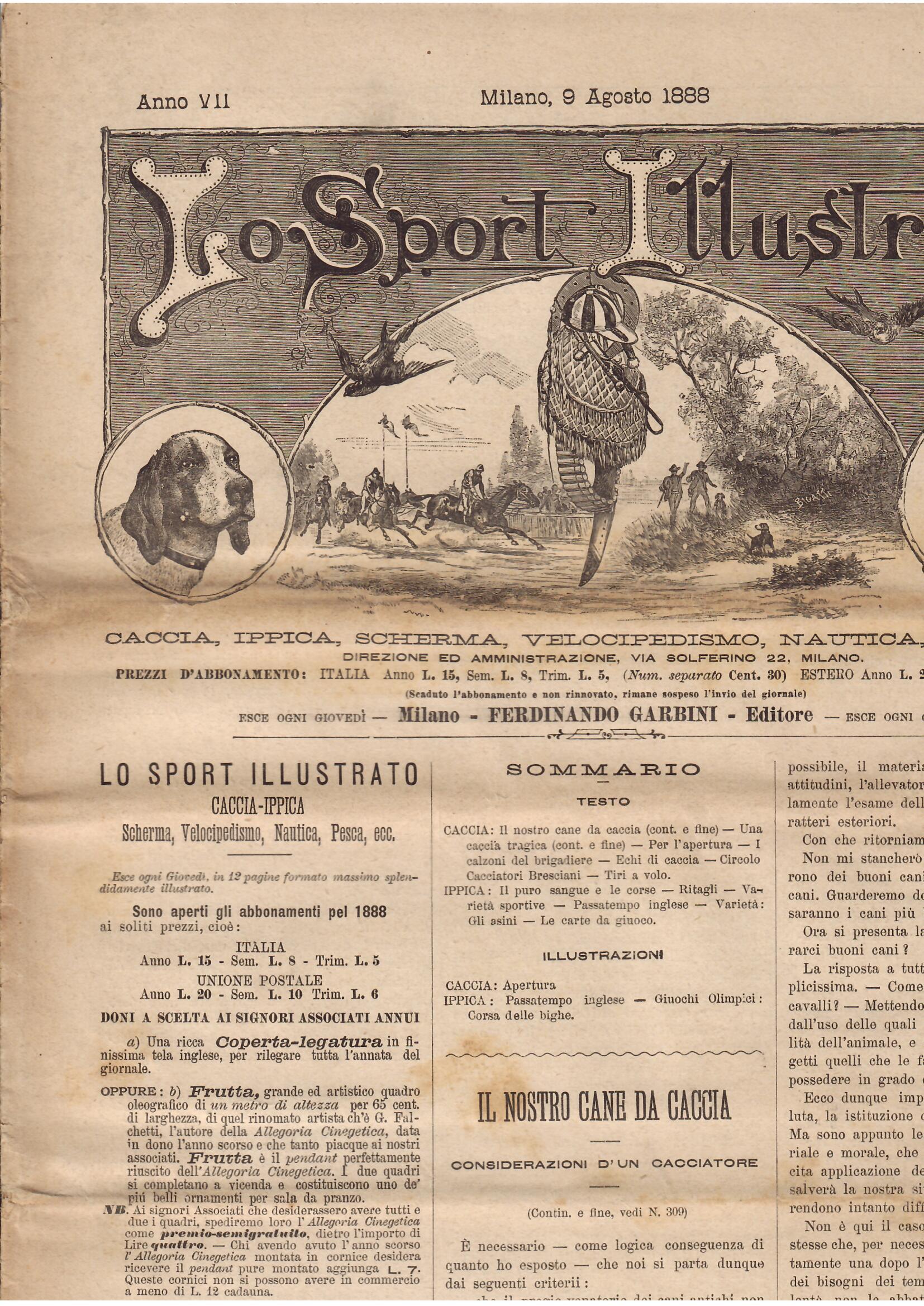 LO SPORT ILLUSTRATO - CACCIA, IPPICA, SCHERMA, VELOCIPEDISMO, NAUTICA, PESCA, …