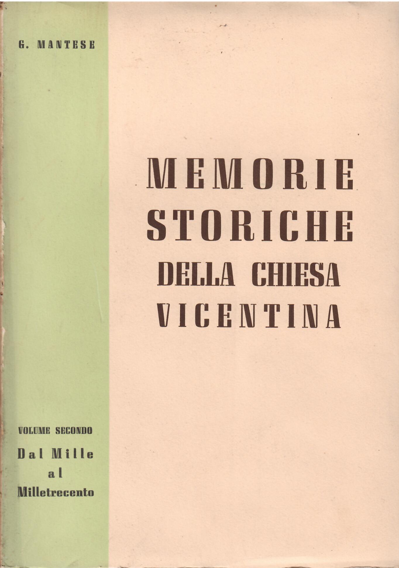 MEMORIE STORICHE DELLA CHIESA VICENTINA