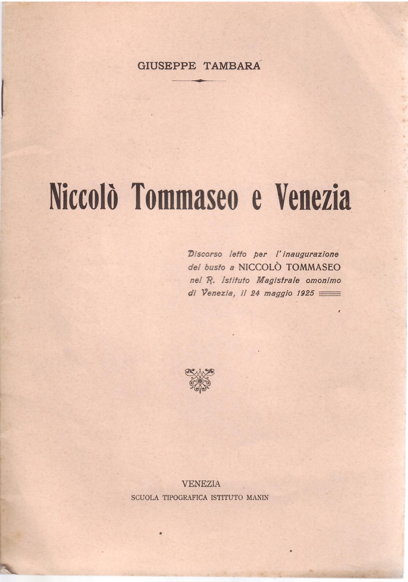 NICCOLO' TOMMASEO E VENEZIA