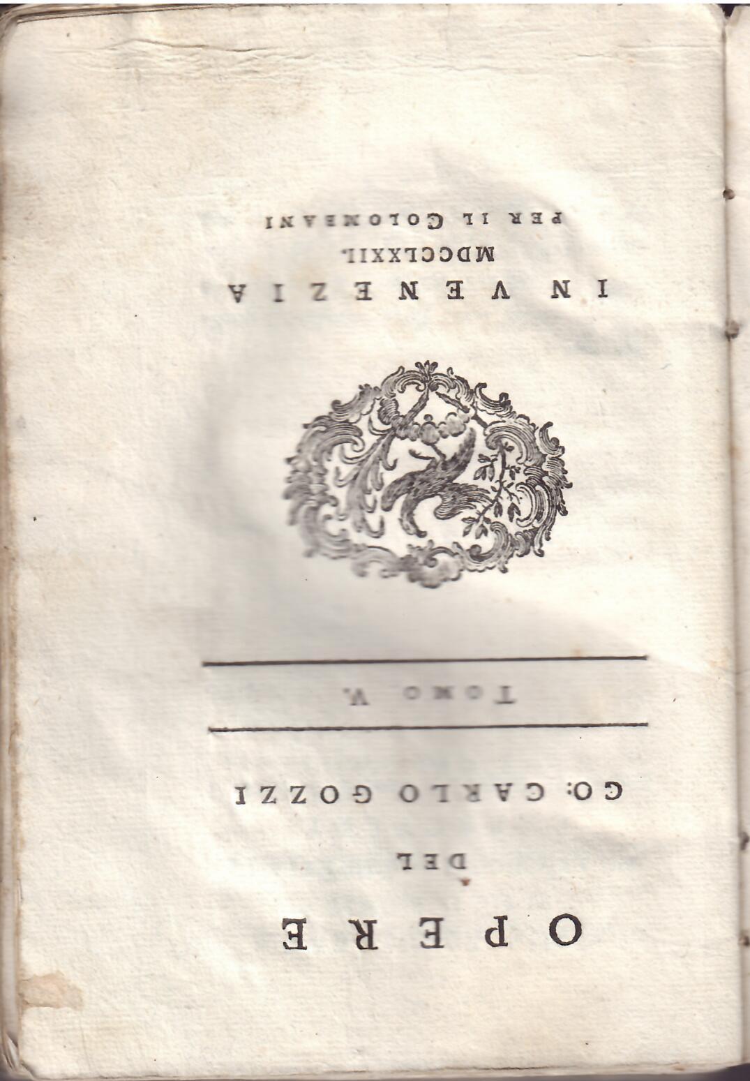 OPERE DEL CO: CARLO GOZZI