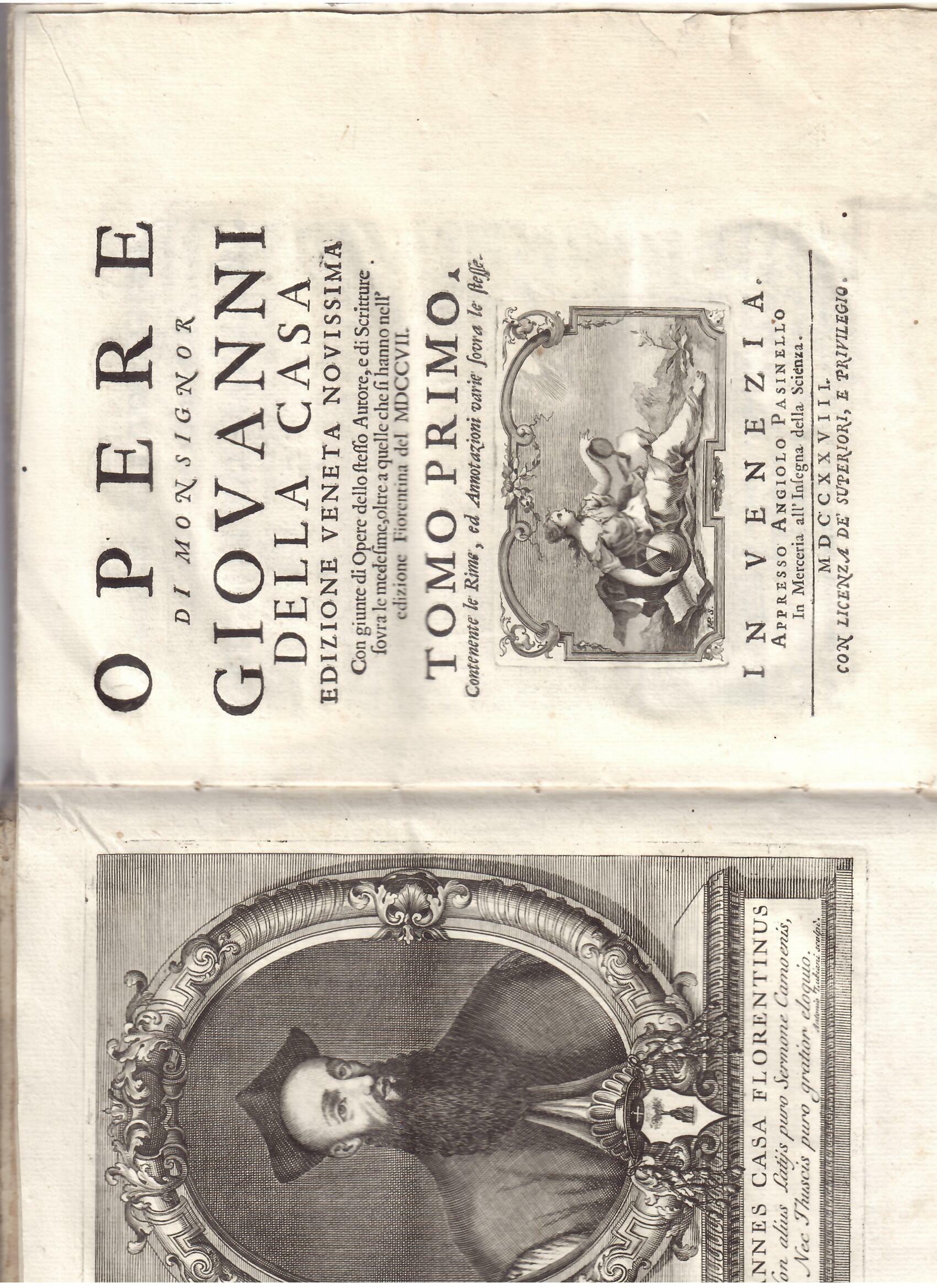 OPERE DEL MONSIGNOR GIOVANNI DELLA CASA - CINQUE VOLUMI - …