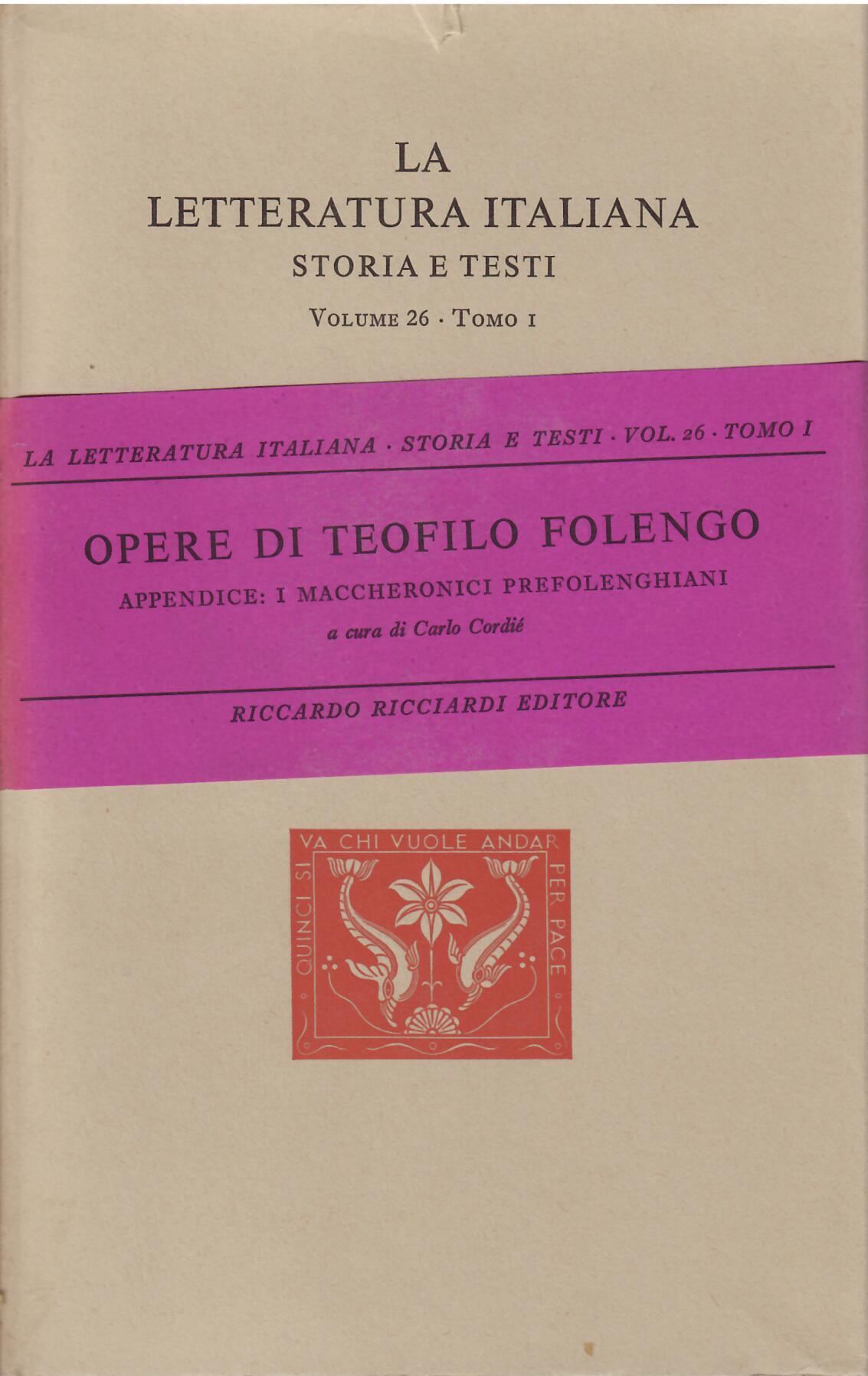 OPERE DI TEOFILO FOLENGO - TOMO I