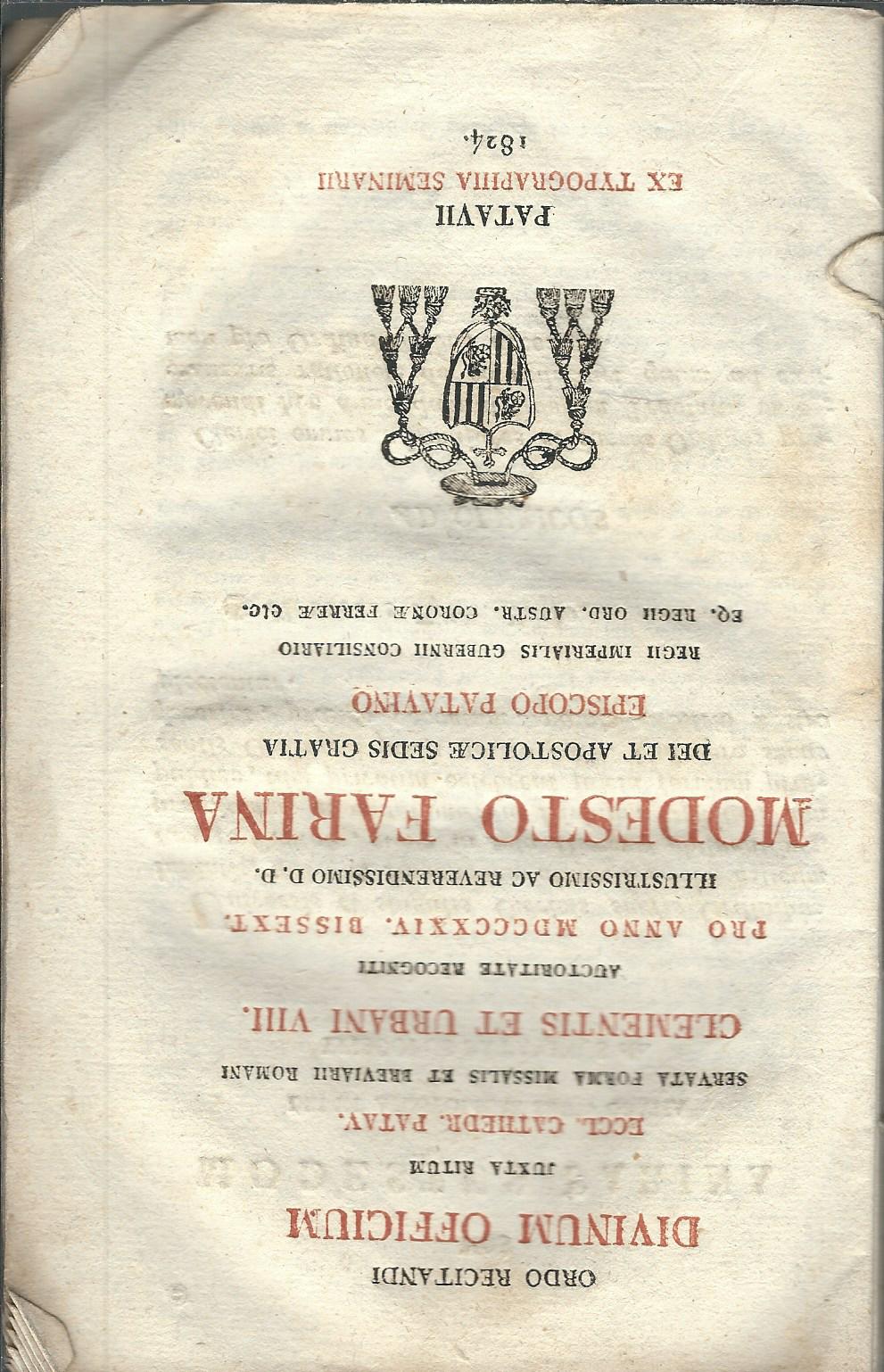 ORDO RECITANDI DIVINUM OFFICIUM JUXTA RITUM ECCL. CATHEDR. PATAV. SERVATA …