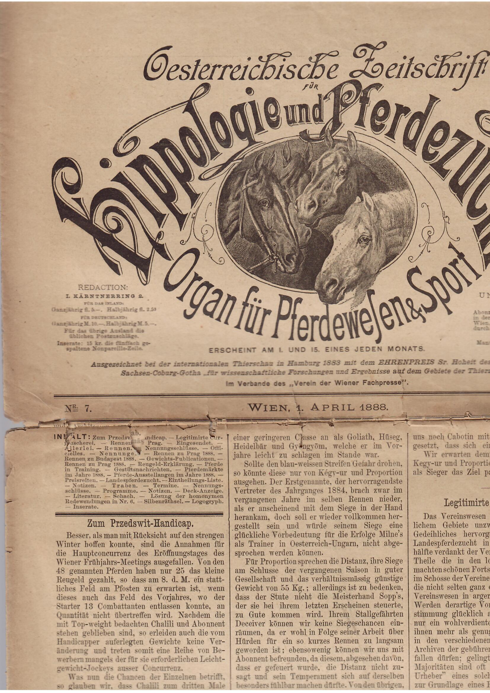 Österreichische Zeitschrift für Hippologie und Pferdezucht — Organ für Pferdewesen …