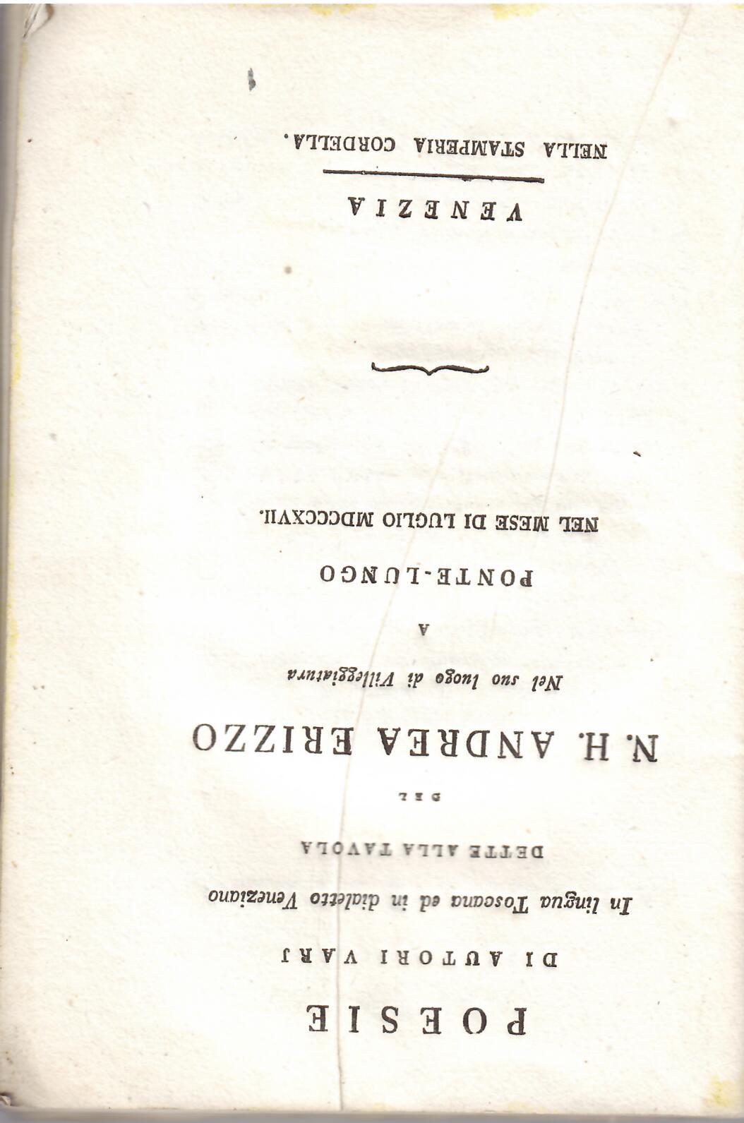 POESIE DI AUTORI VARI IN LINGUA TOSCANA ED IN DIALETTO …