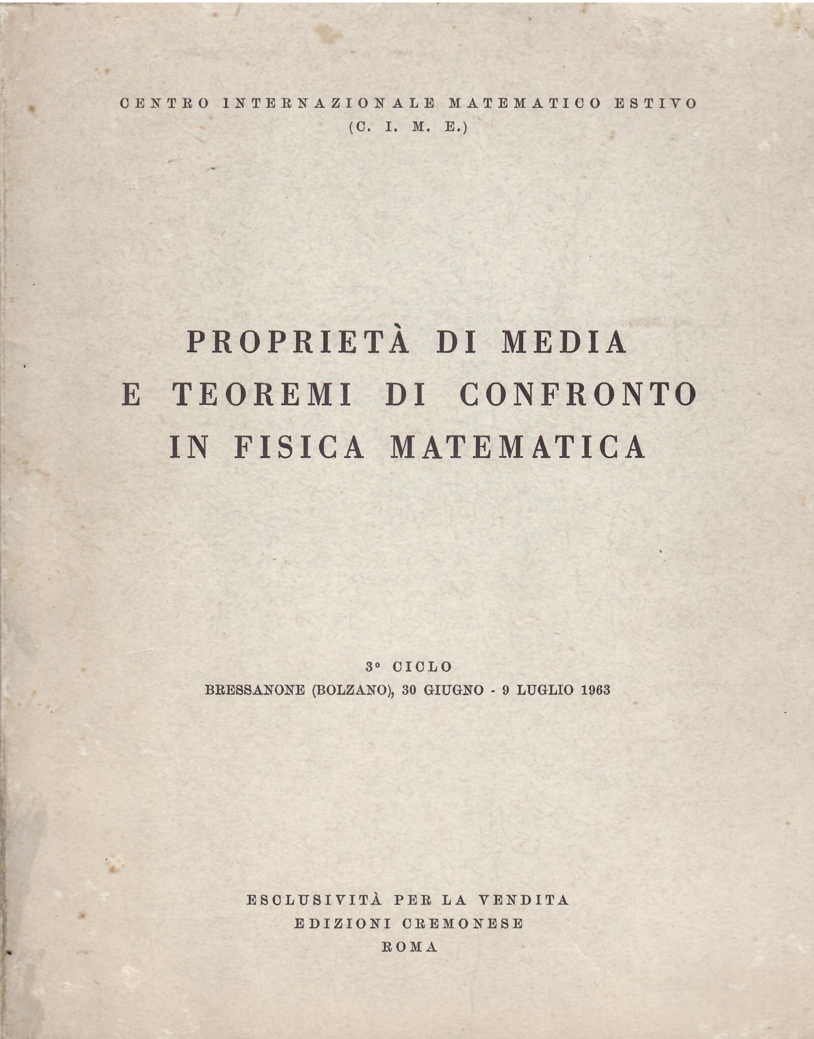 PROPRIETA DI MEDIA E TEOREMI DI CONFRONTO IN FISICA MATEMATICA