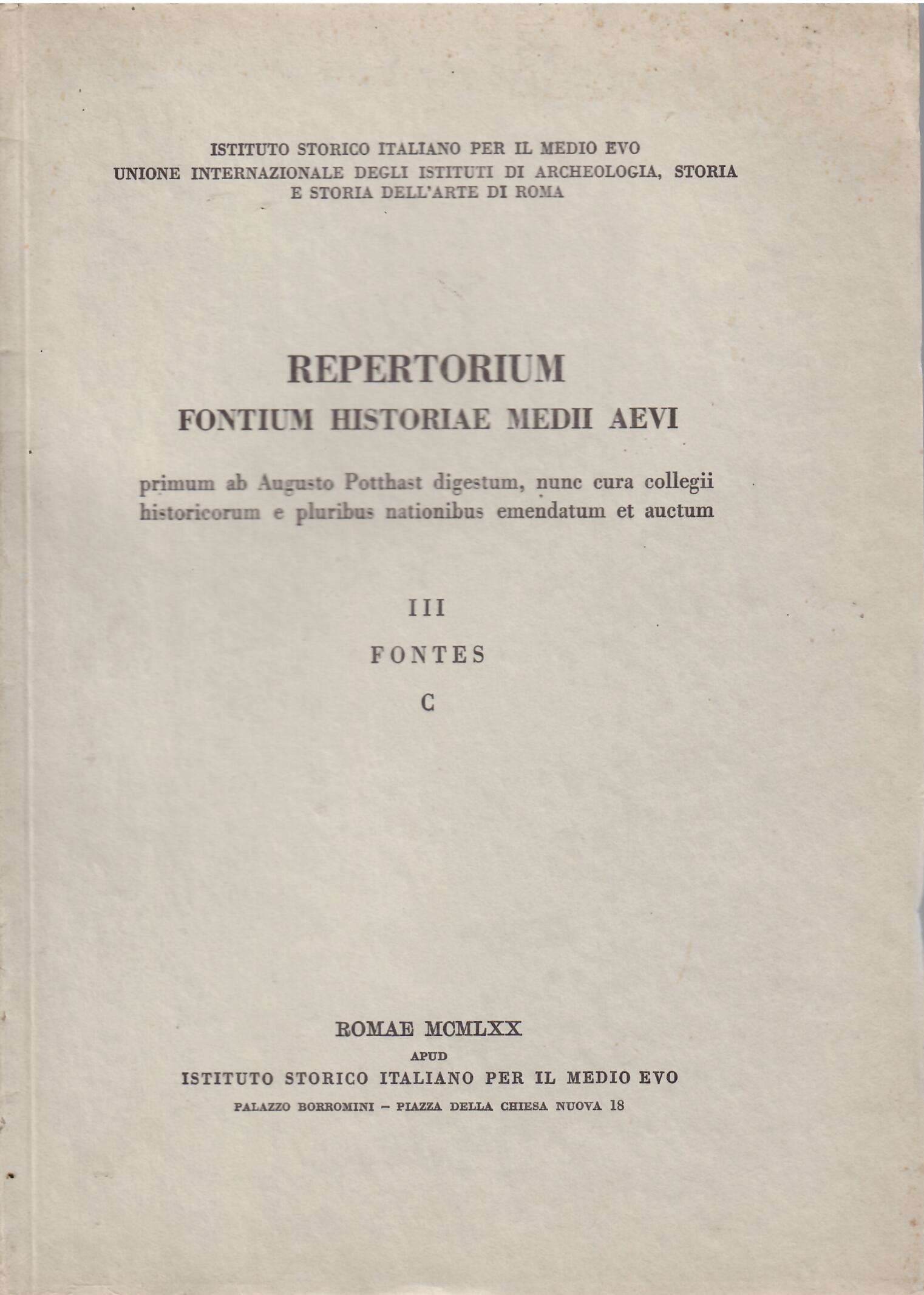 REPERTORIUM FONTIUM HISTORIAE MEDII AEVI